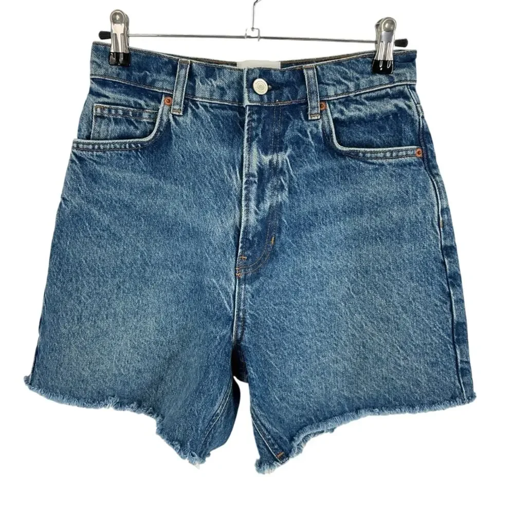 Reformation High-Rise Blue Saige Shorts Size 26 - Picture 2 of 4